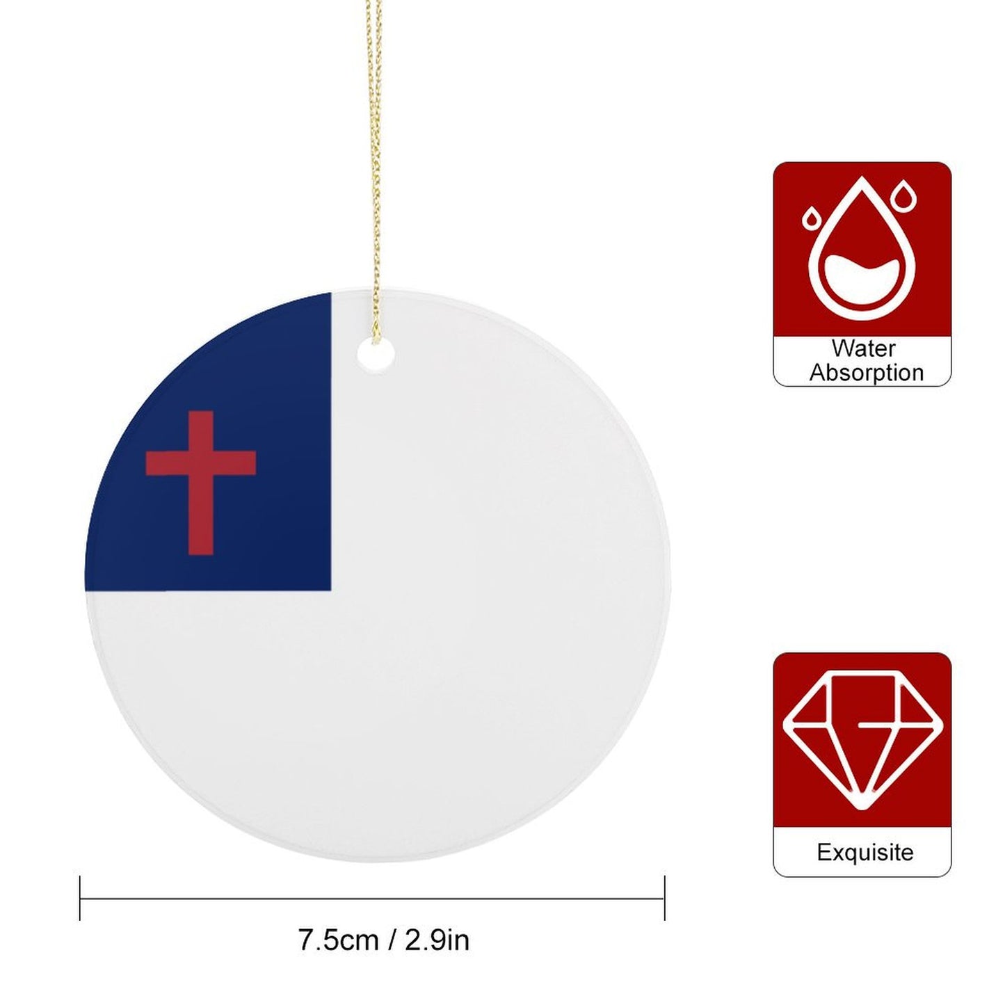 Christian Flag Inspired Circle Ceramic Ornament Made in USA Circle Ceramic Ornament (Made in USA)