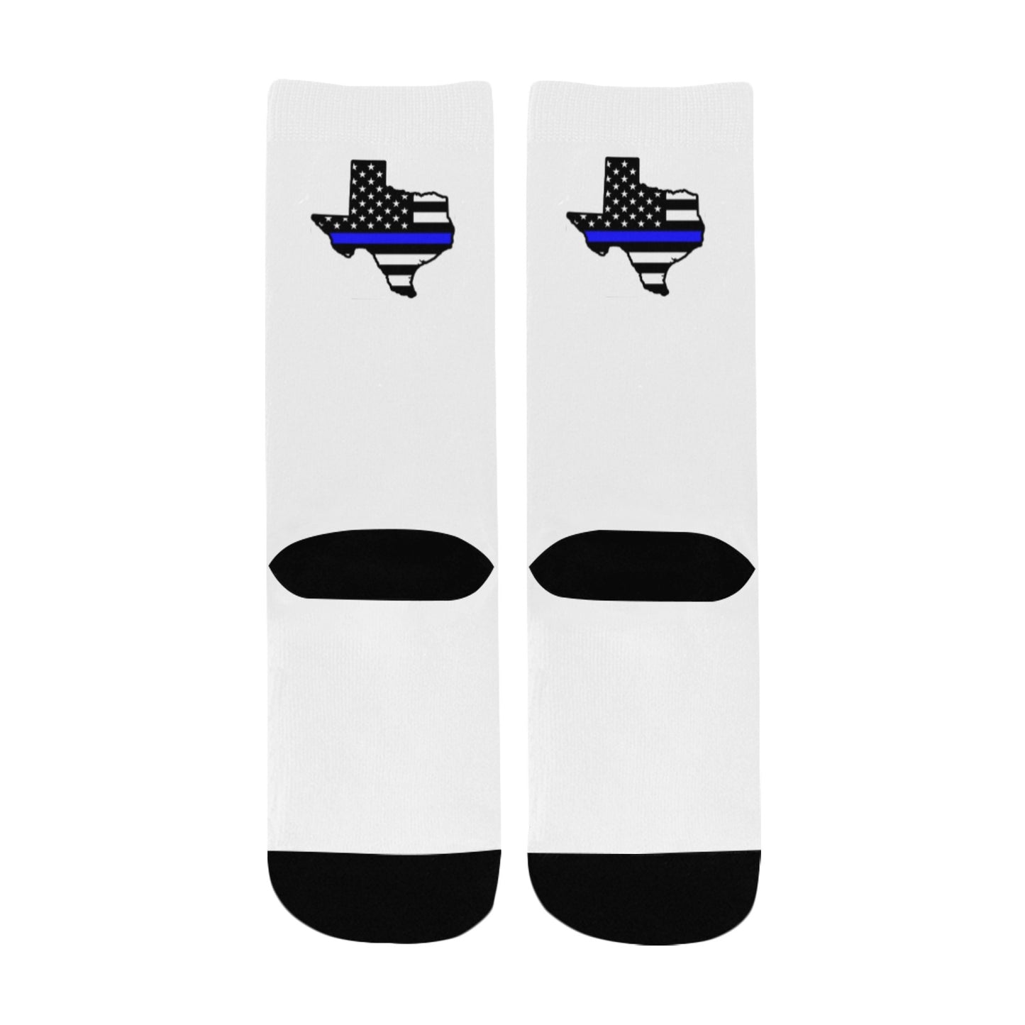 Thin Blue Line Flag Inspired Texas Shape Kid's Custom Socks (Made in the USA)