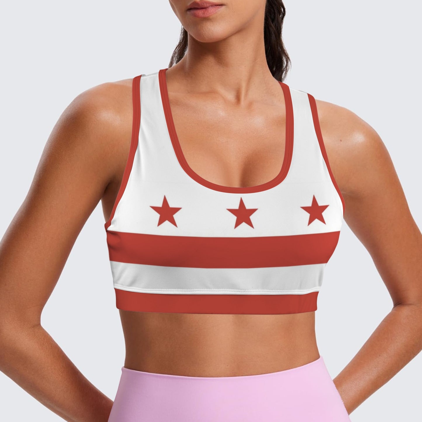 Washington DC Flag Racerback Sports Bra