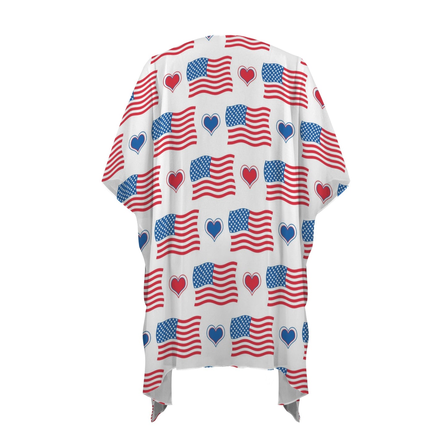 USA/American Flag Inspired Flag and Hearts Pattern Women's Long Cover Up
