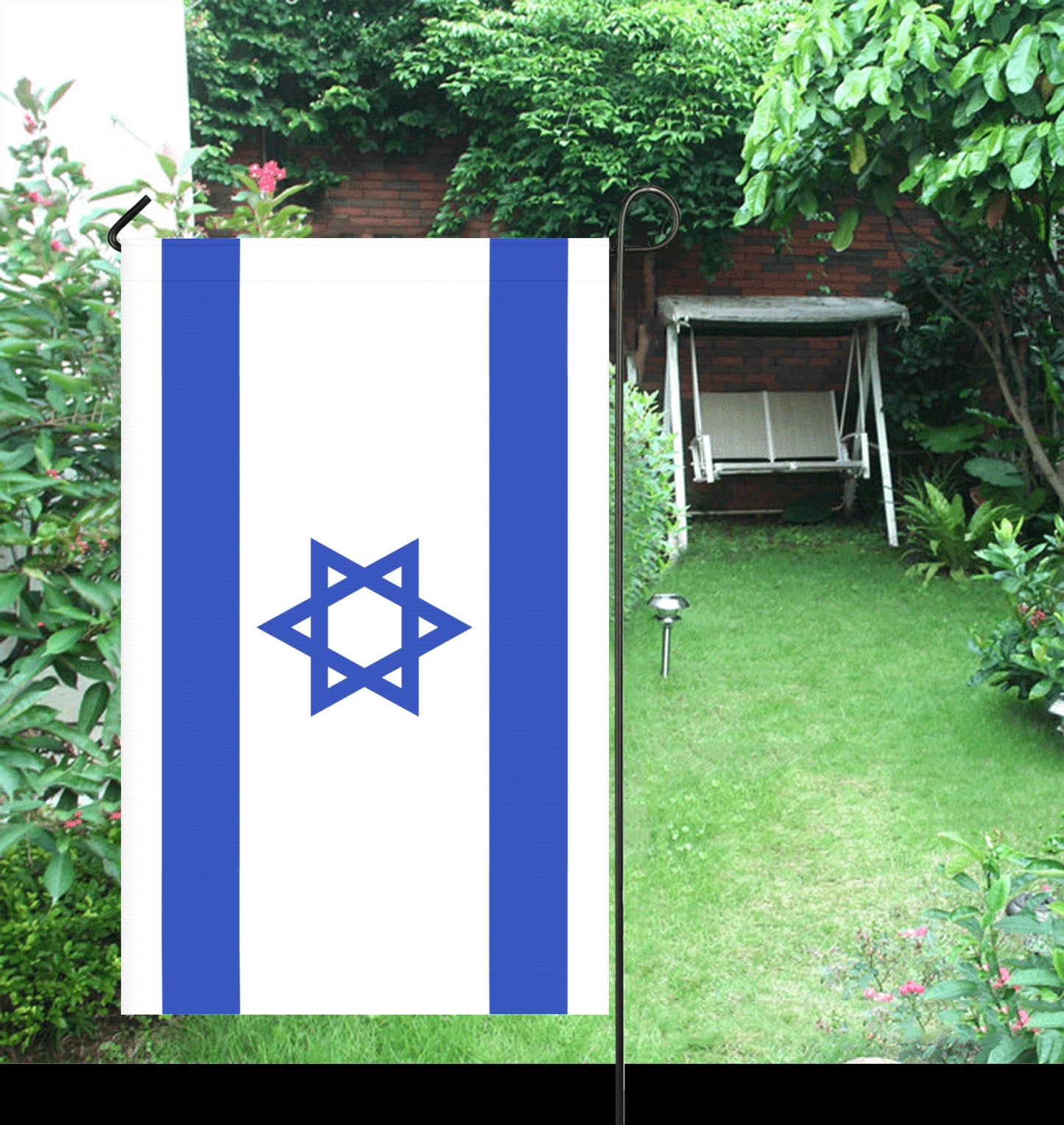 Garden flag by Luv My Flag with Israeli design.