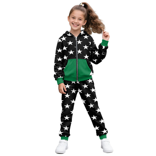 Thin Green Line Flag Inspired Unisex Kid's Zippered Sportswear Suit