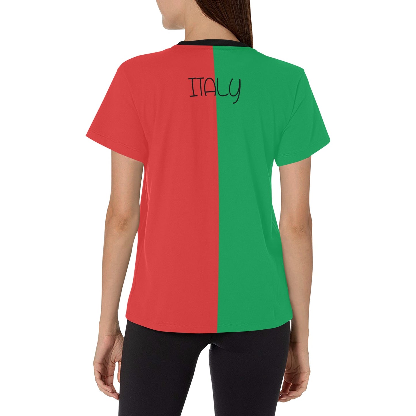 Italy Flag Inspired Women's All Over Print Crew Neck T-Shirt(T40-2)(Made in Queens)