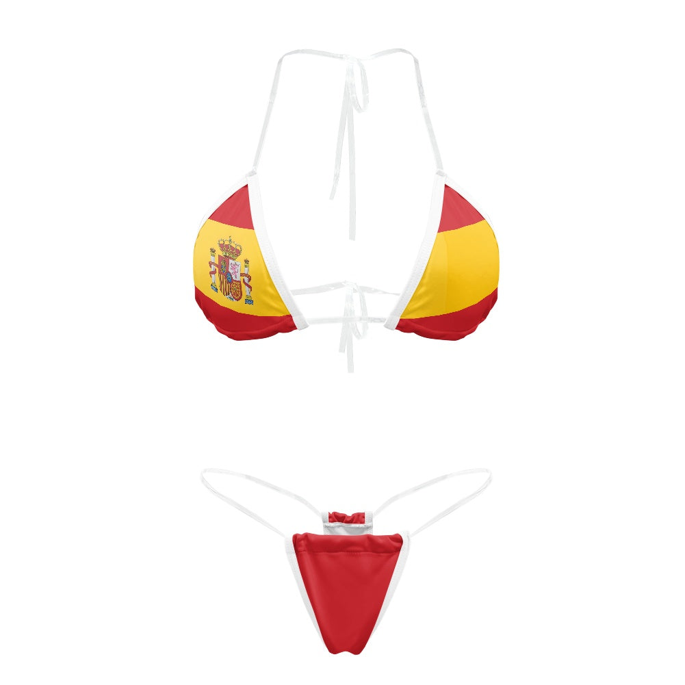 Spain Flag Inspired Transparent String Thong Bikini
