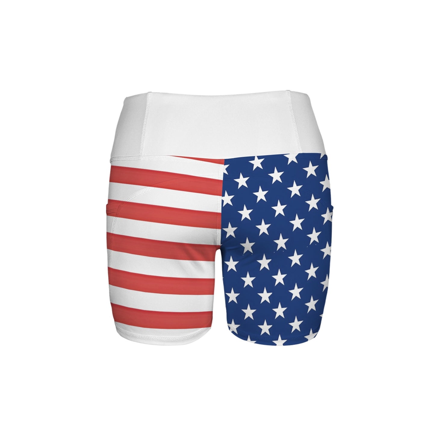 USA/American Flag Inspired Pocket Yoga Active Shorts