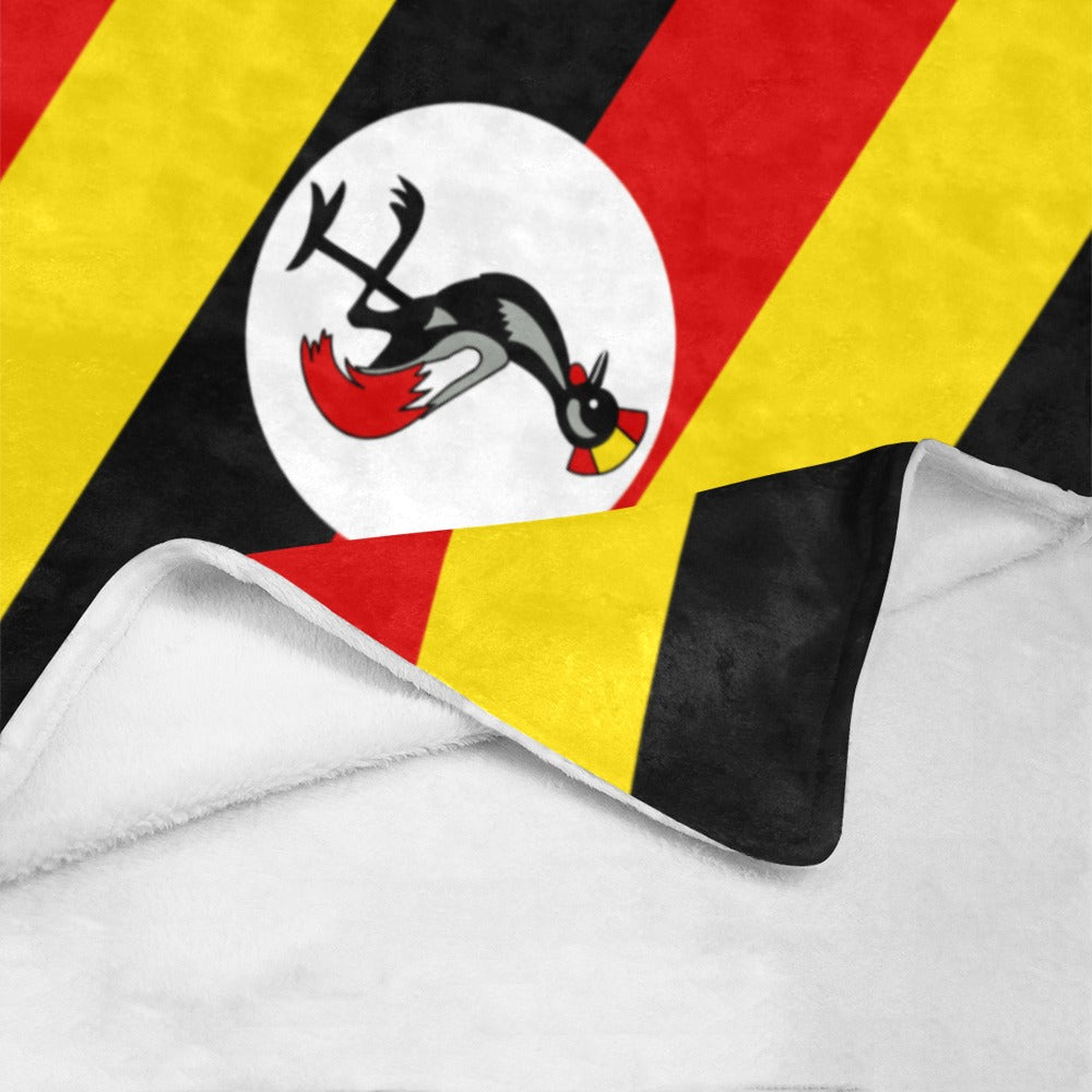 Luv My Flag blanket featuring Uganda flag design, fleece underside.