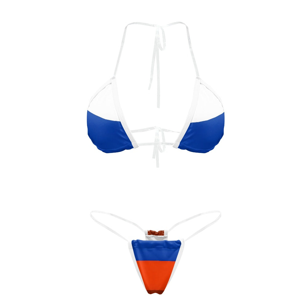 Russia Flag Inspired Transparent String Thong Bikini (style-2)