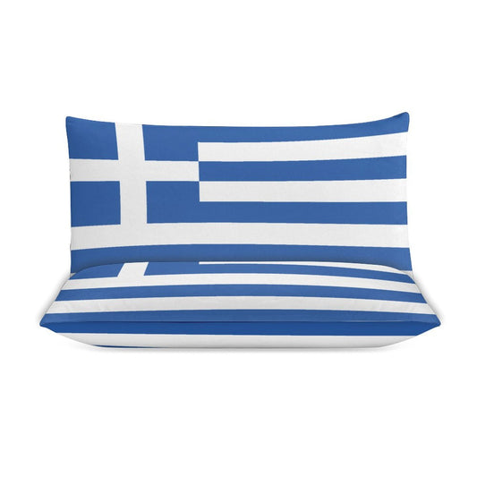 Greece Flag Inspired 3-Piece Bedding Set (1 Duvet Cover + 2 Pillow Shams) – 102"×90"