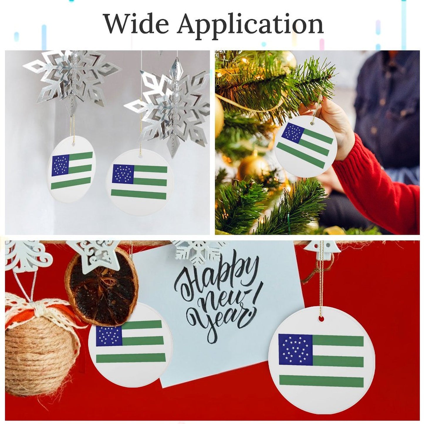 NYPD Flag Inspired Circle Ceramic Ornament Made in USA Circle Ceramic Ornament (Made in USA)