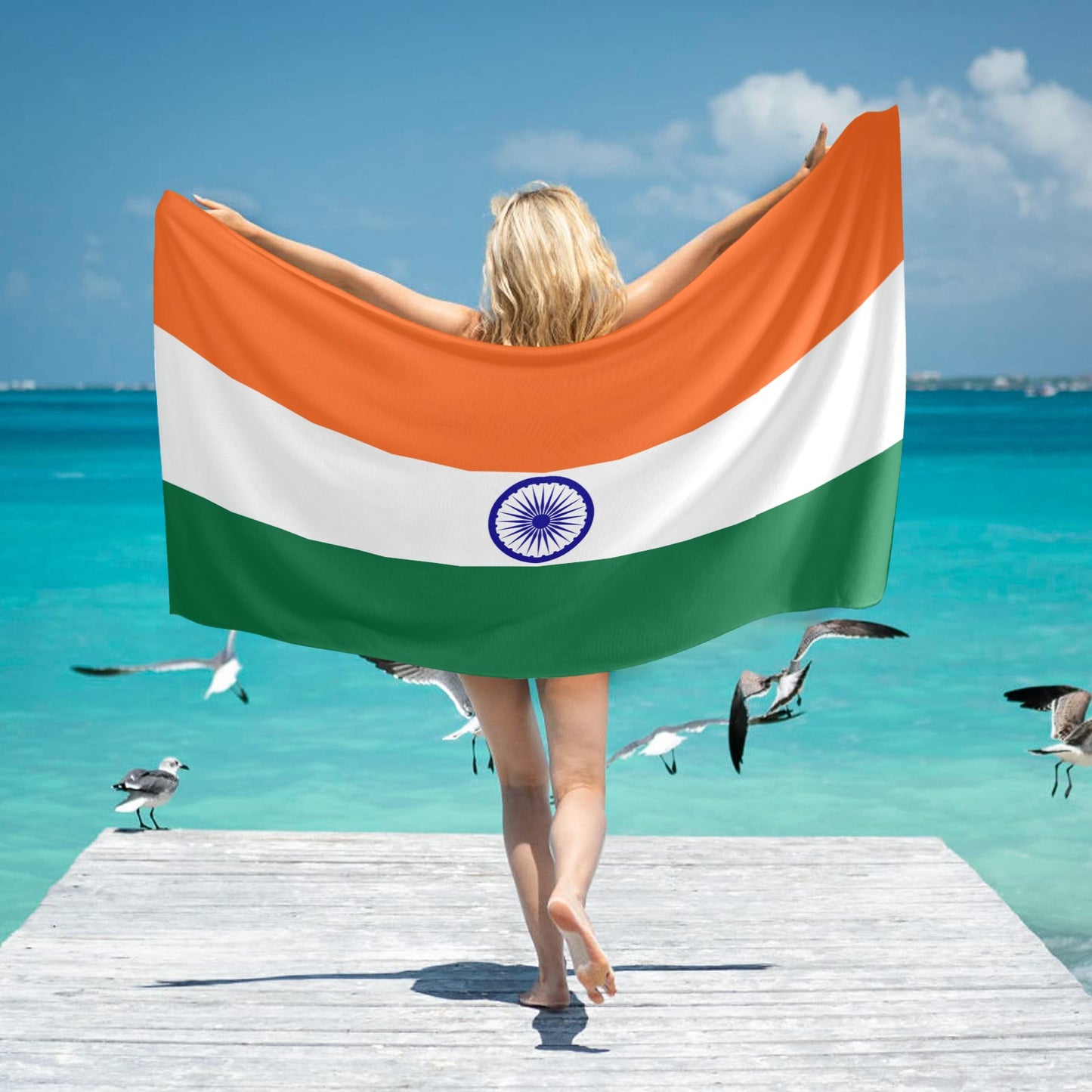 India Flag Beach Towel 31"x71" (Made in USA)