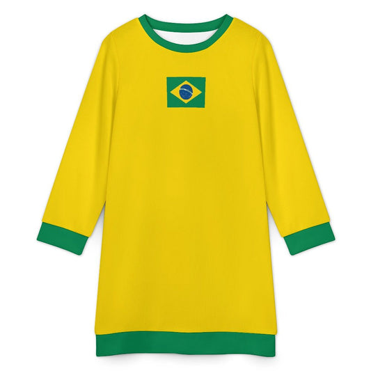 Brazil Flag Inspired Sweater Dress