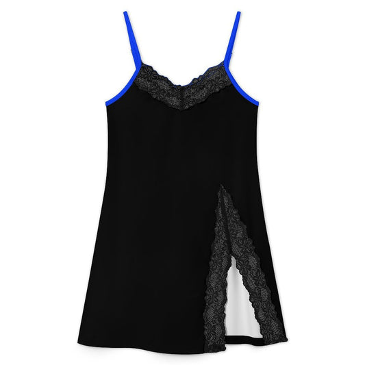 Thin Blue Line Flag Inspired Women's Lace Slit Cami Pajama Dress