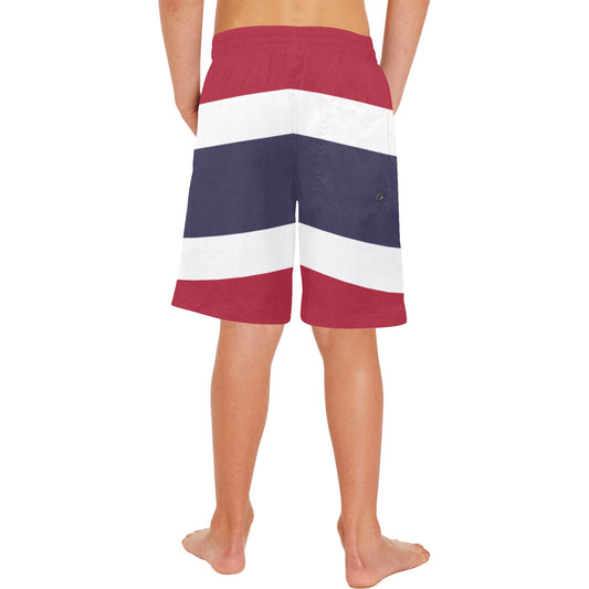 Thailand Flag Inspired Boys Beach Shorts