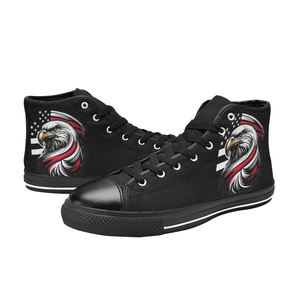 Thin Red Line Flag Eagle Mens High Top Canvas Shoes