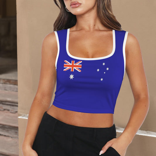 Australia Flag Inspired Square Neck Crop Tank Tops