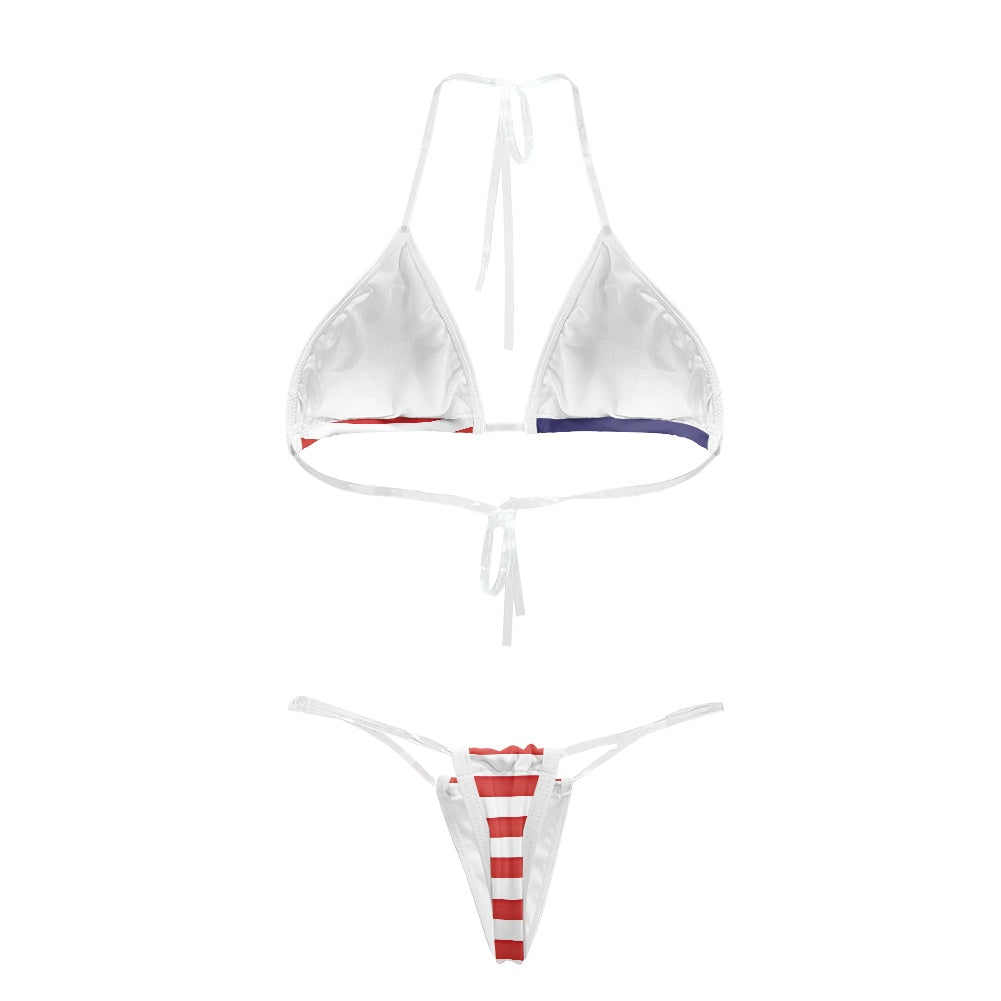 Betsy Ross Flag Inspired Transparent String Thong Bikini