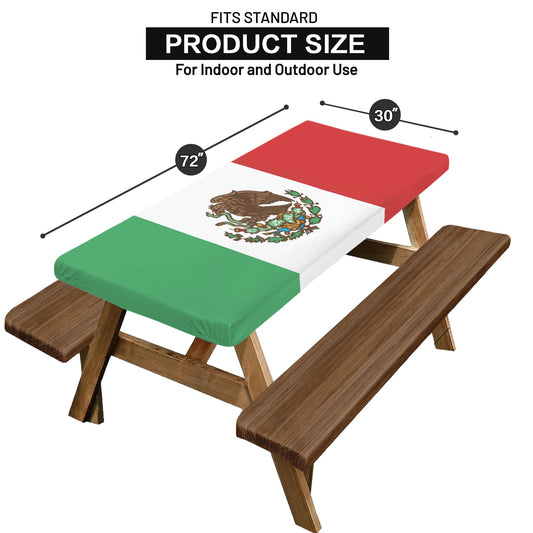 Mexico Flag Inspired Picnic Table Cover (72" x 30") (Made in the USA)