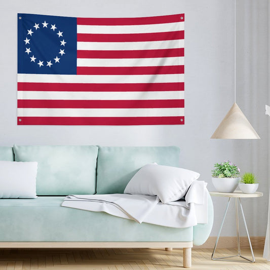 Betsy Ross Flag Inspired Wall Mount Flag with Four Grommets (35x59 in)