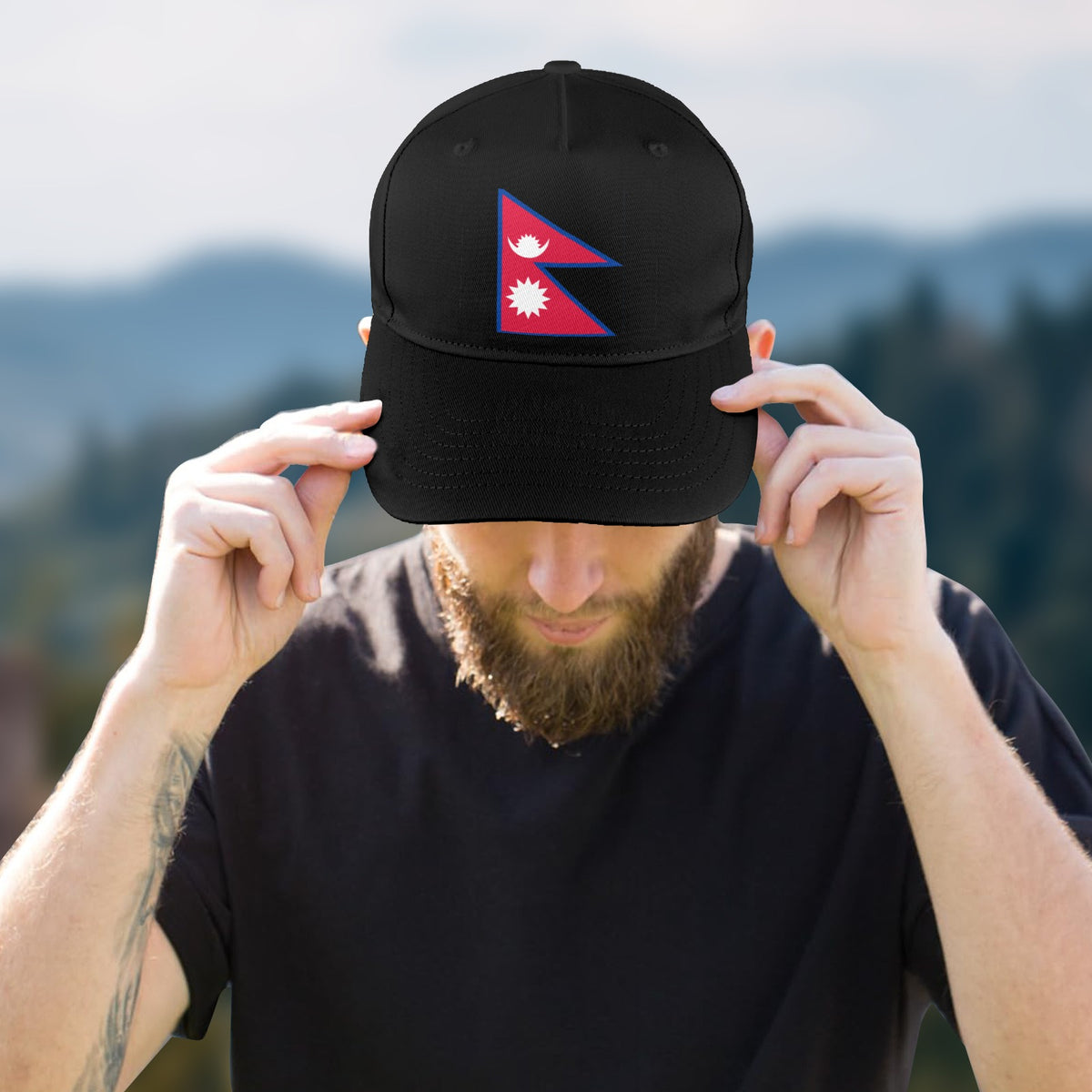 Nepal Flag Inspired Baseball Cap | Printed in the USA