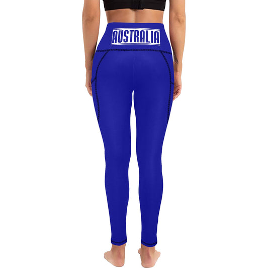 Australia Flag Inspired Women's High Waist Leggings with Pockets