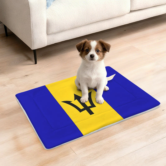 Barbados Flag Inspired Pet Mat 25x18inch (Made in the USA)