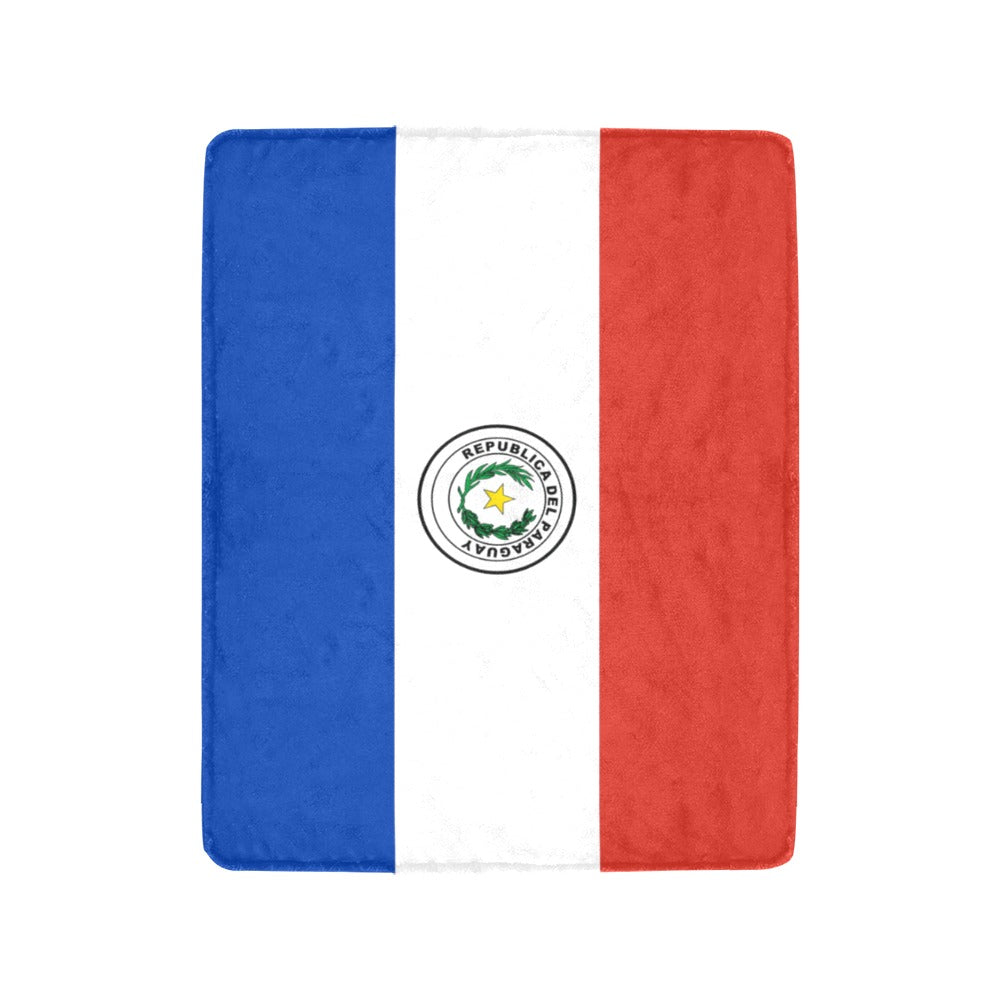 Three-color blanket featuring emblem, Luv My Flag brand.