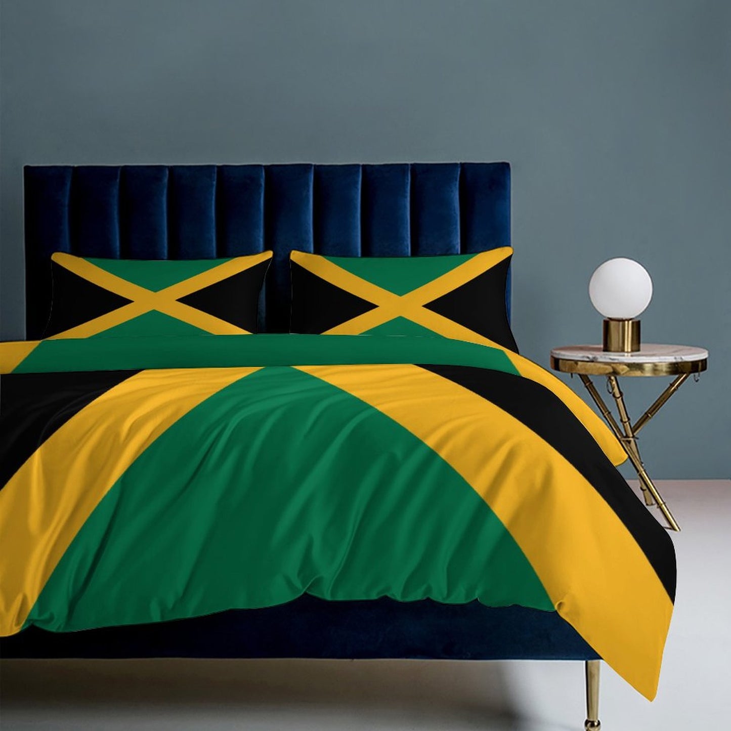 Jamaica Flag Inspired 3-Piece Bedding Set (1 Duvet Cover + 2 Pillow Shams) – 102"×90"