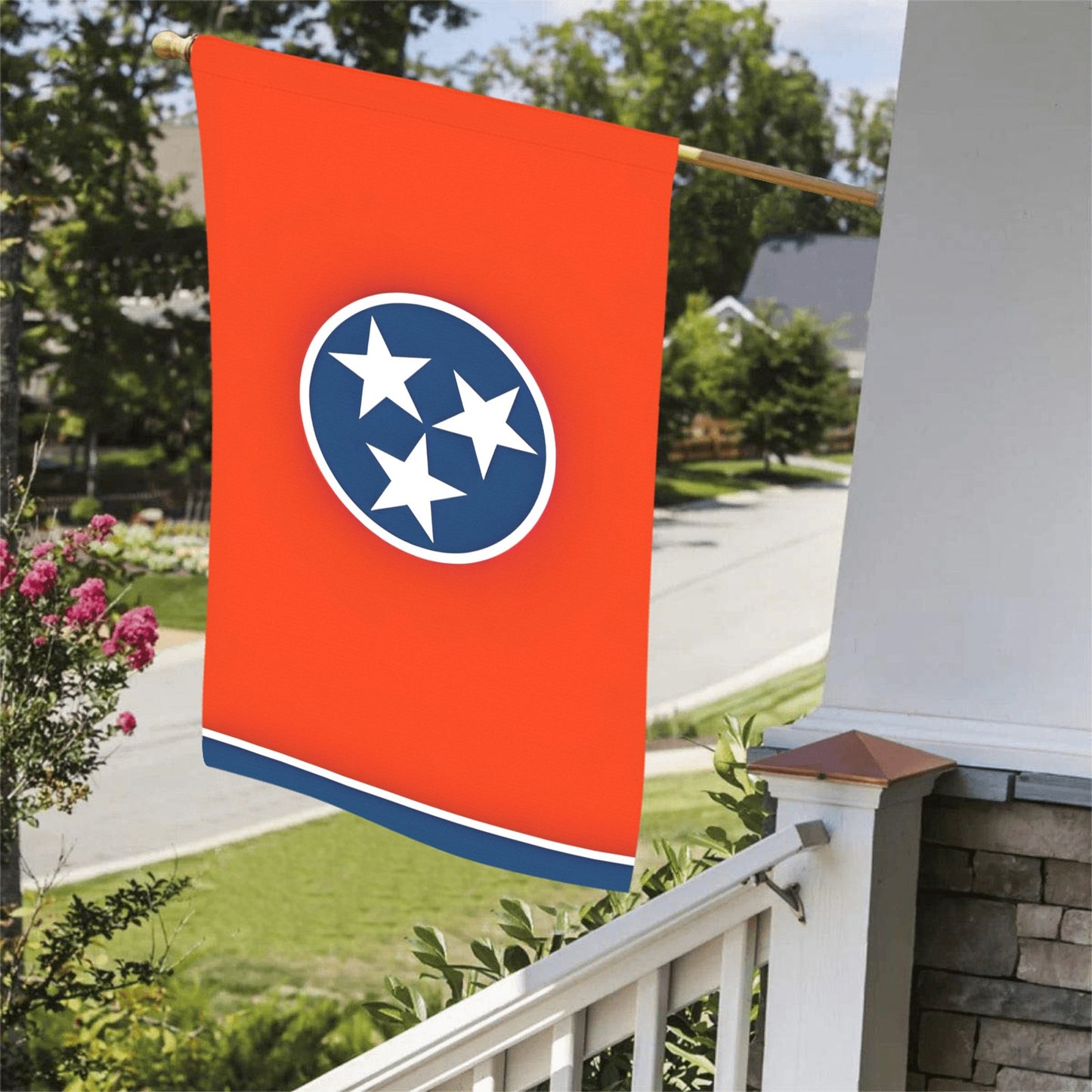 Bright Tennessee flag by Luv My Flag on porch.