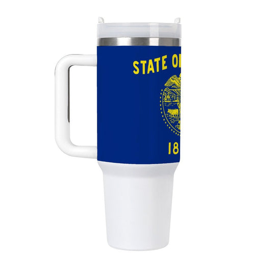 Oregon State Flag tumbler with handle.
