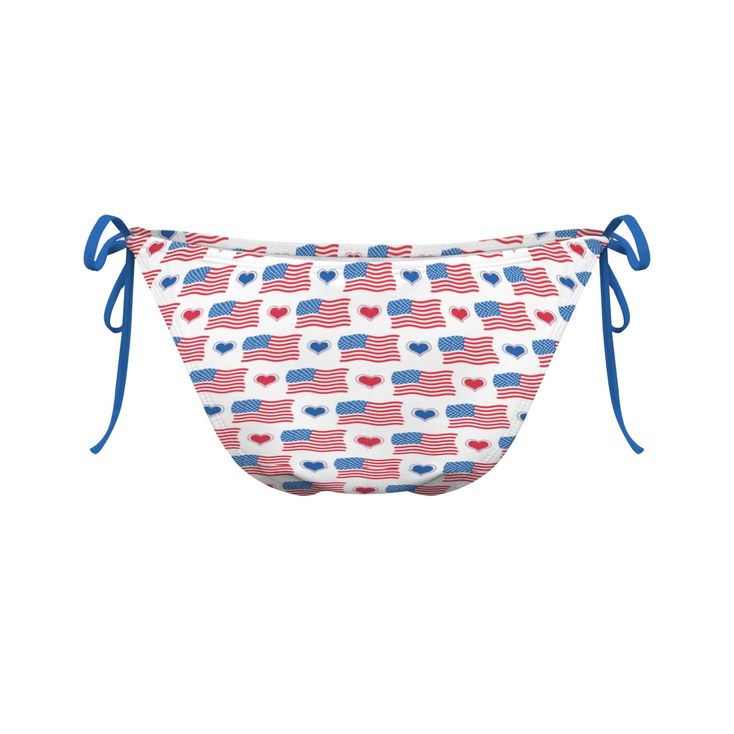 USA/American Flag Inspired Flag & Hearts Pattern Sexy Halter Bikini Bottom