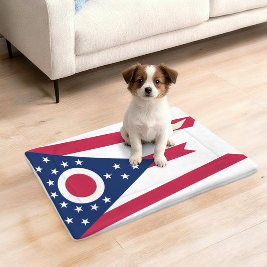 Ohio Flag Inspired Pet Mat 25x18inch (Made in the USA)
