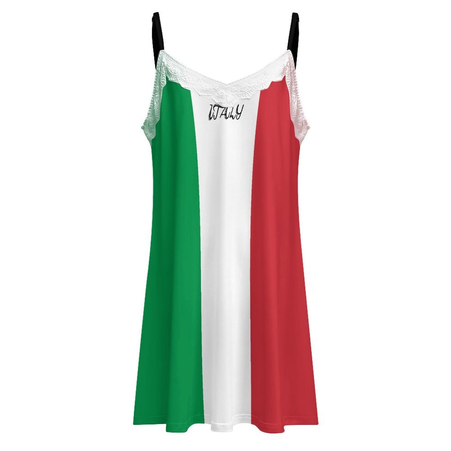Italy Flag Inspired Lace Trim Camisole Nightgown