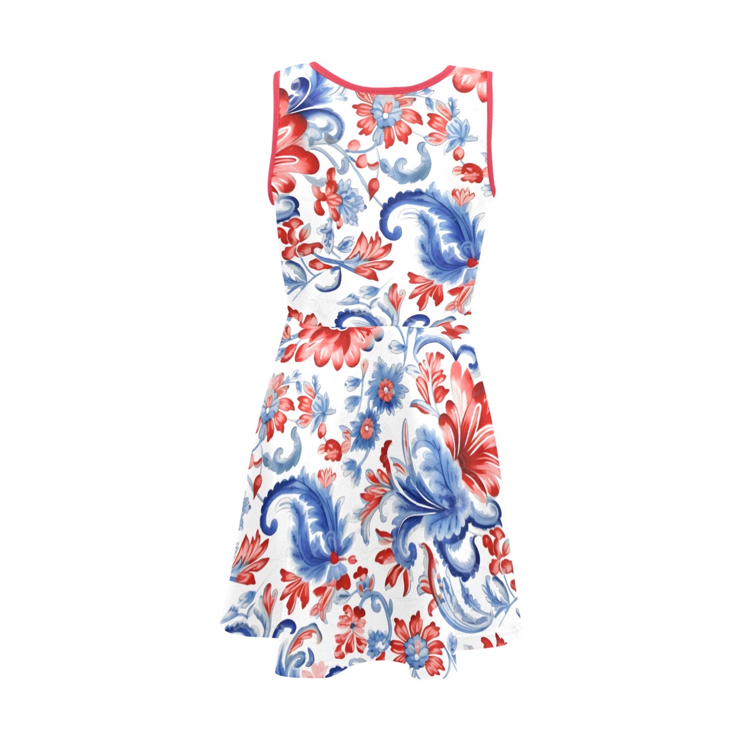 USA/American Flag Inspired Paisley/Floral Pattern Girls' Sleeveless Sundress | Ships from USA