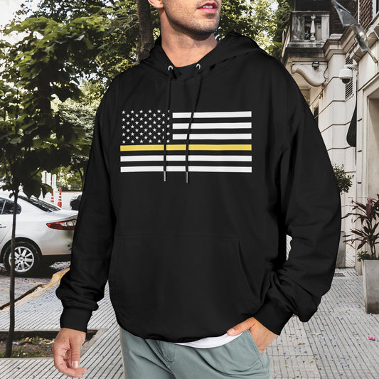 Thin Gold Line Flag Inspired Men's Hoodie (Made in the USA)