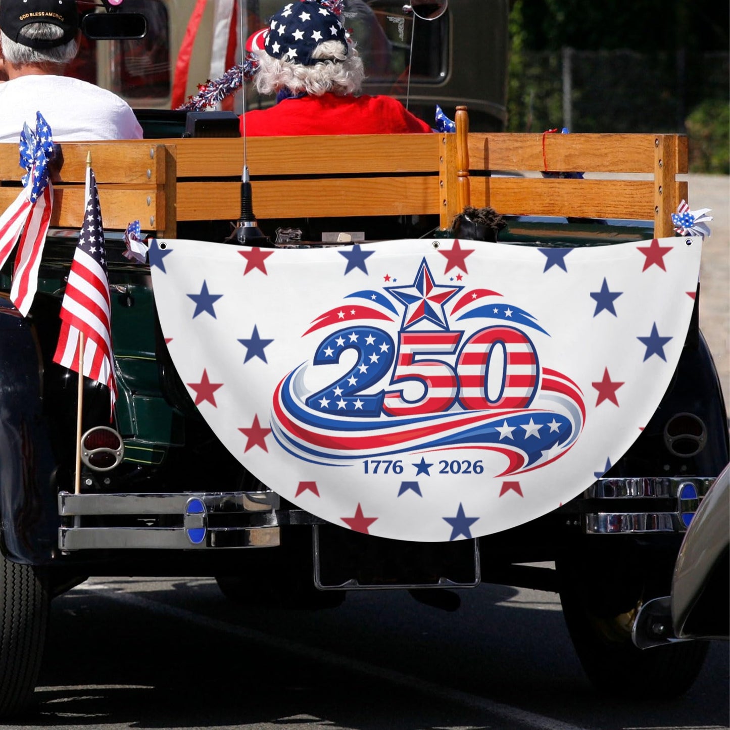 250th Anniversary of the USA Semi Circle Flag 72 x 36 inch Style-2 (Printed in the USA)