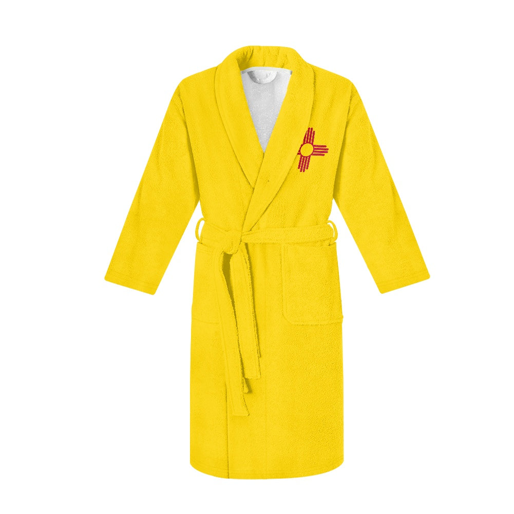 New Mexico Flag Inspired Bathrobe – Stay Bold in Maroon and Gold