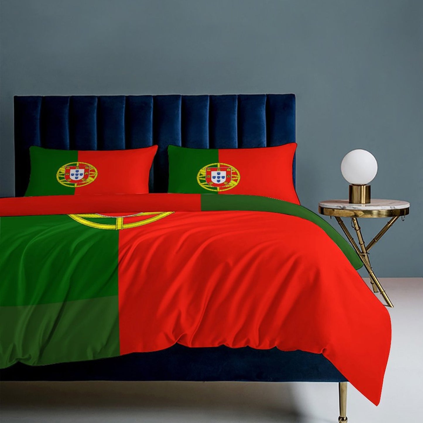 Portugal Flag Inspired 3-Piece Bedding Set (1 Duvet Cover + 2 Pillow Shams) – 102"×90"