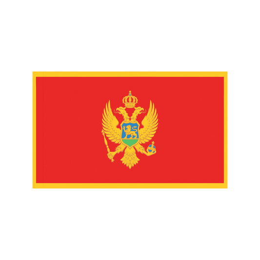 Red flag features a yellow emblem, by Luv My Flag.