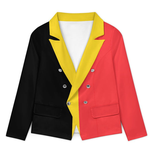 Belgium Flag Design Women’s Double Breasted Blazer