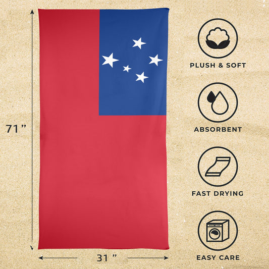 Samoa Flag Beach Towel 31"x71" (Made in USA)