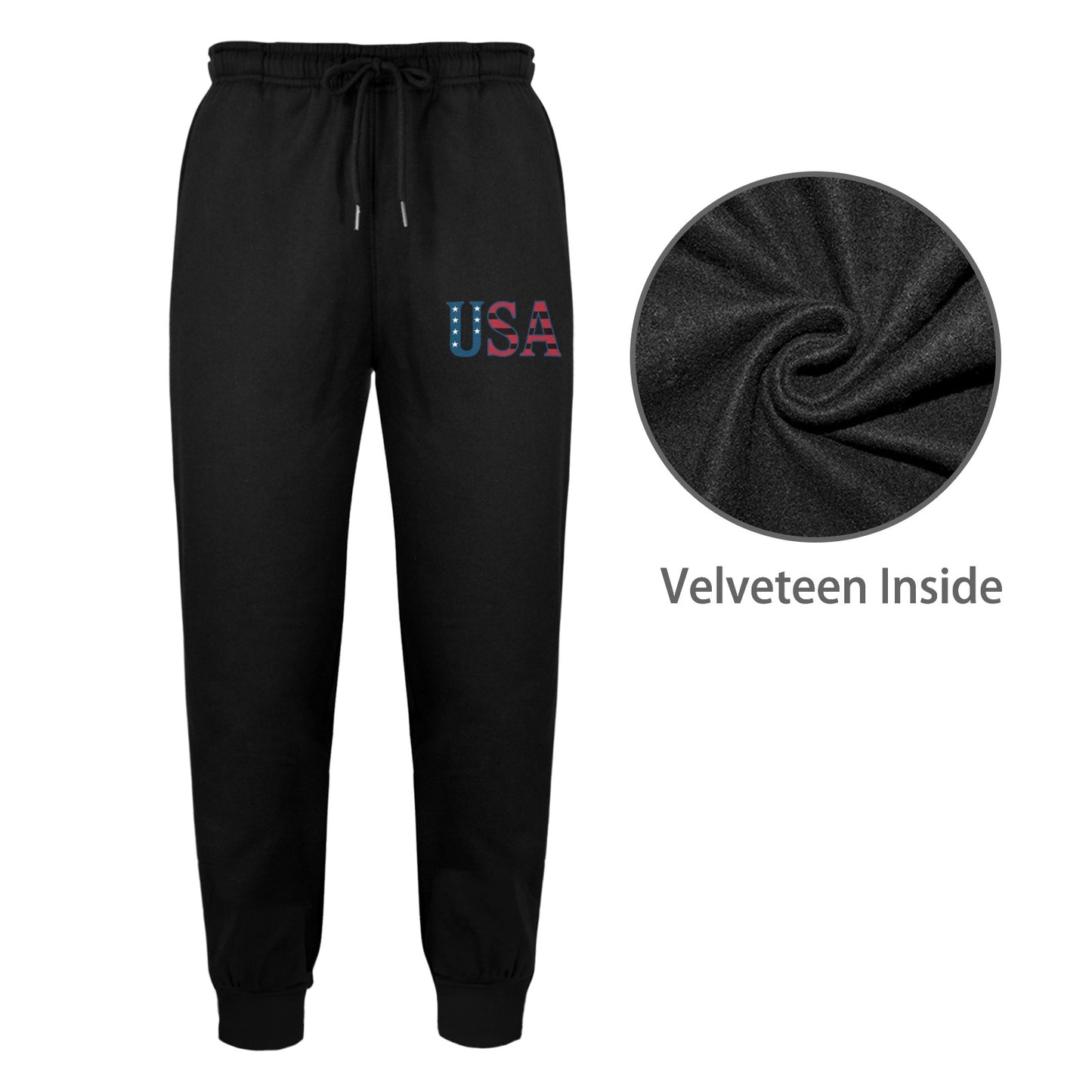 USA/American Flag Inspired USA Letters Unisex Fleece Sweatpants (Left Printing) | Ships from USA
