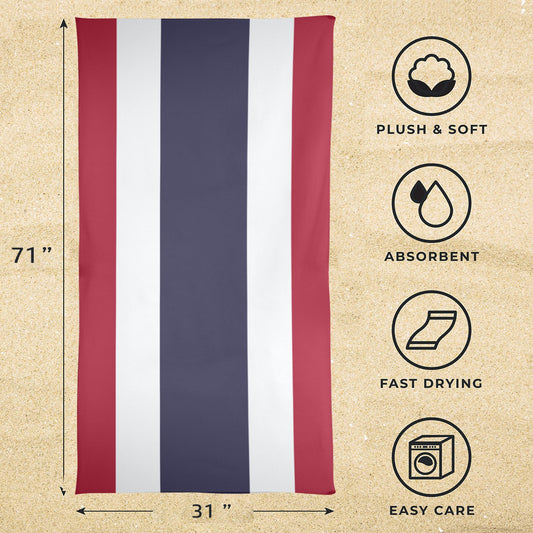 Thailand Flag Beach Towel 31"x71" (Made in USA)