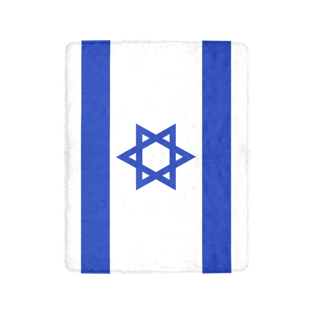 "Luv My Flag Israel-themed throw blanket with blue design."