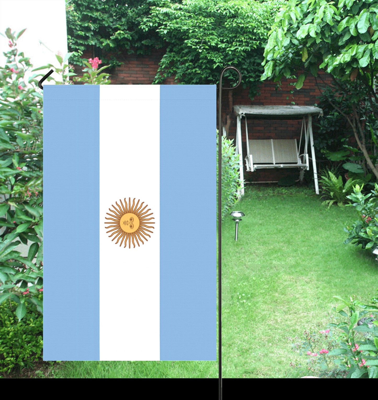 Garden with Luv My Flag, featuring Argentina's national colors.