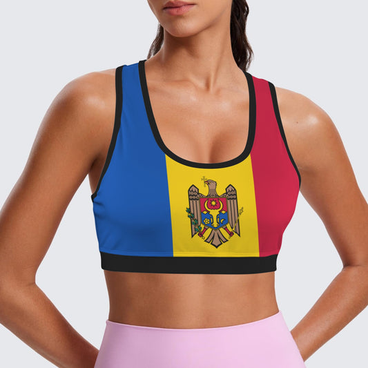 Moldova Flag Racerback Sports Bra