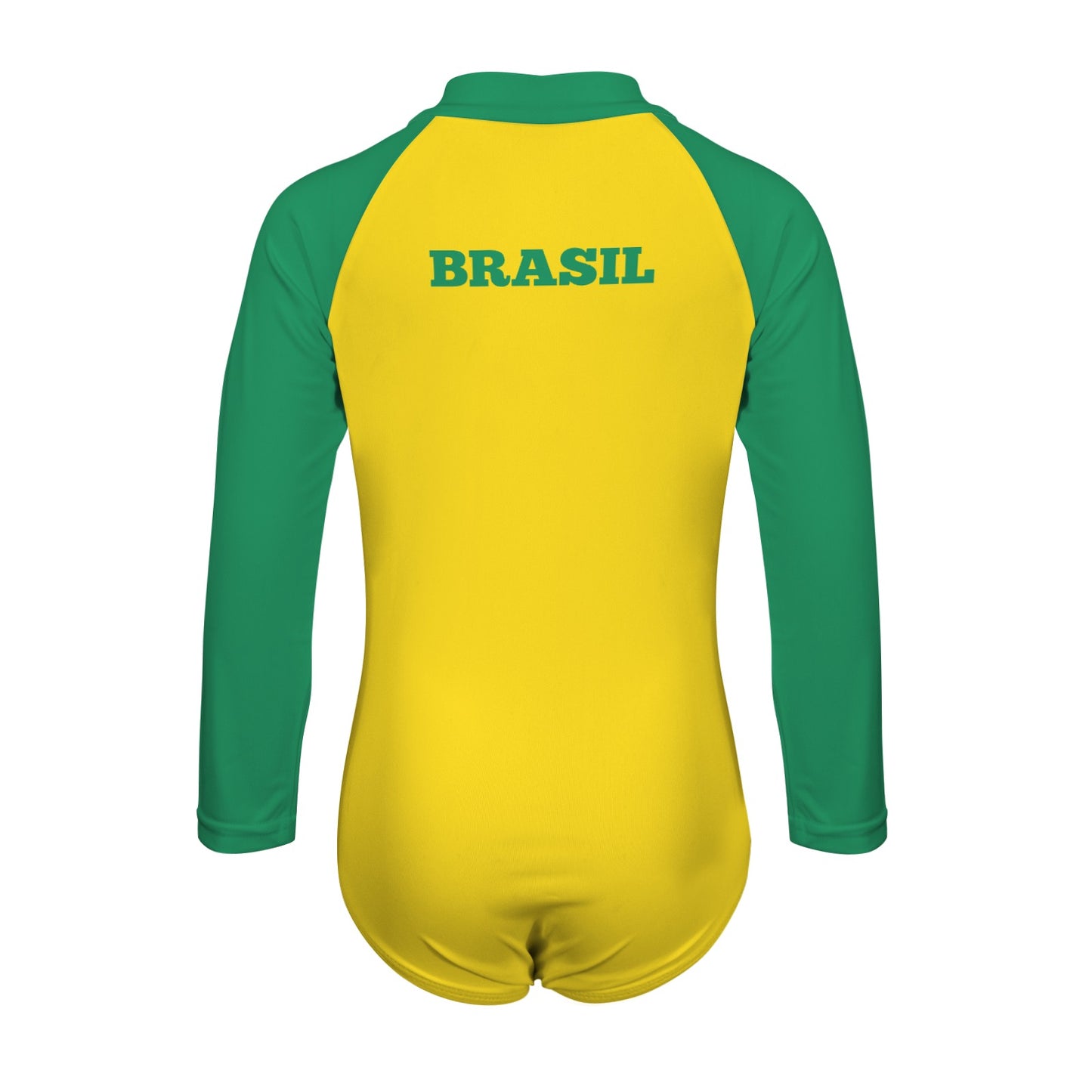 Brazil Flag Little Girls' Long Sleeve One-Piece Swimsuit