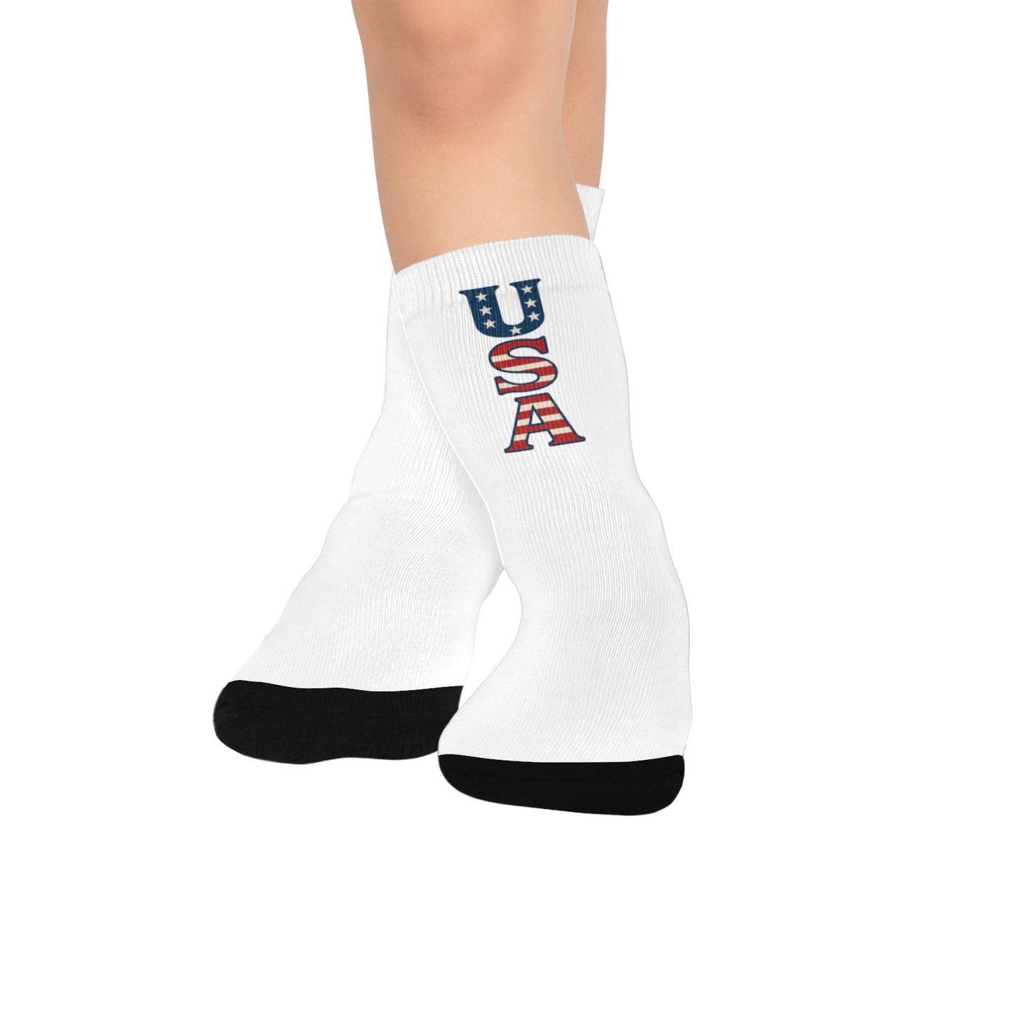 USA/American Flag Inspired "USA" Kid's Custom Socks (Made in the USA)