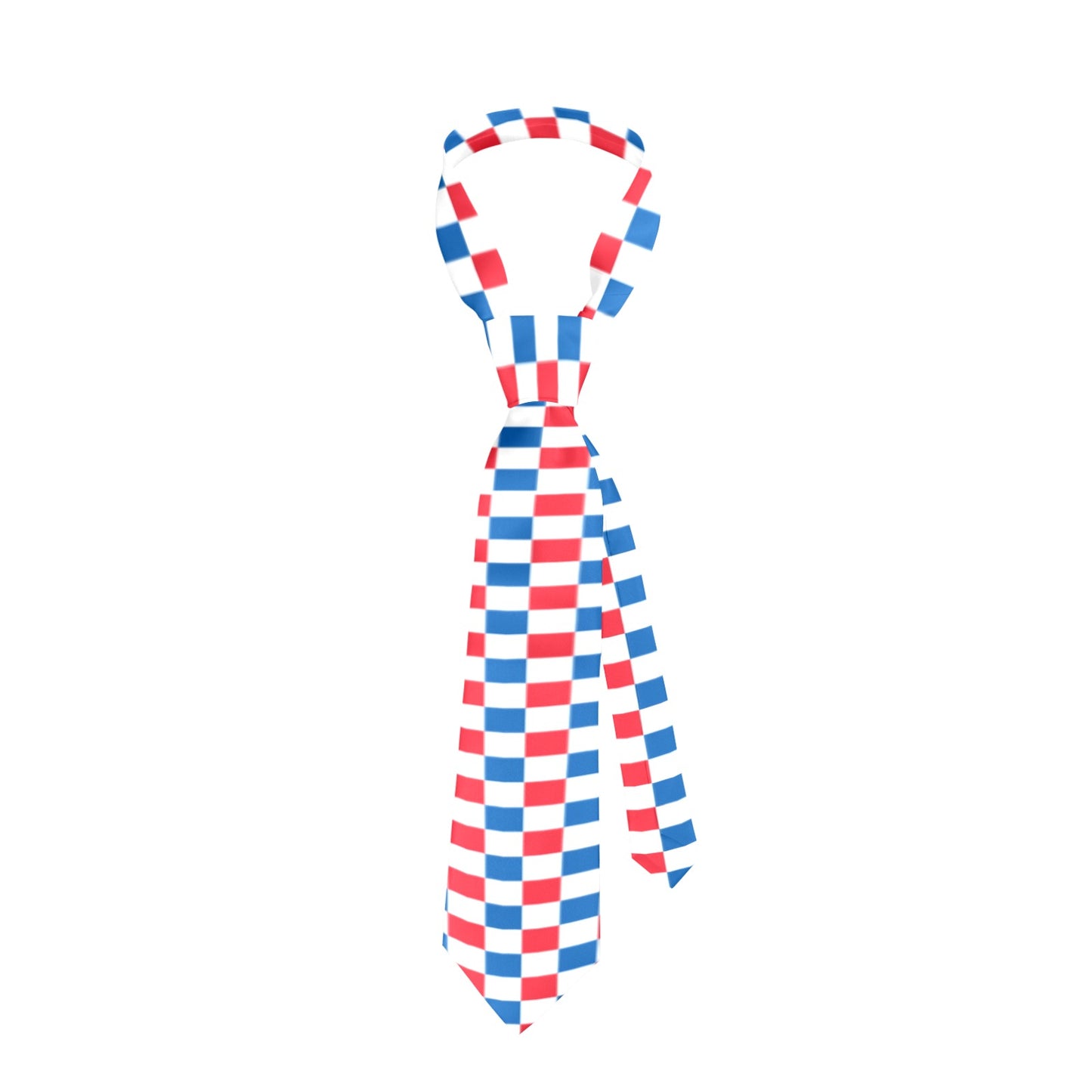 USA/American Flag Inspired Checkered Pattern Classic Necktie (Two Sides)