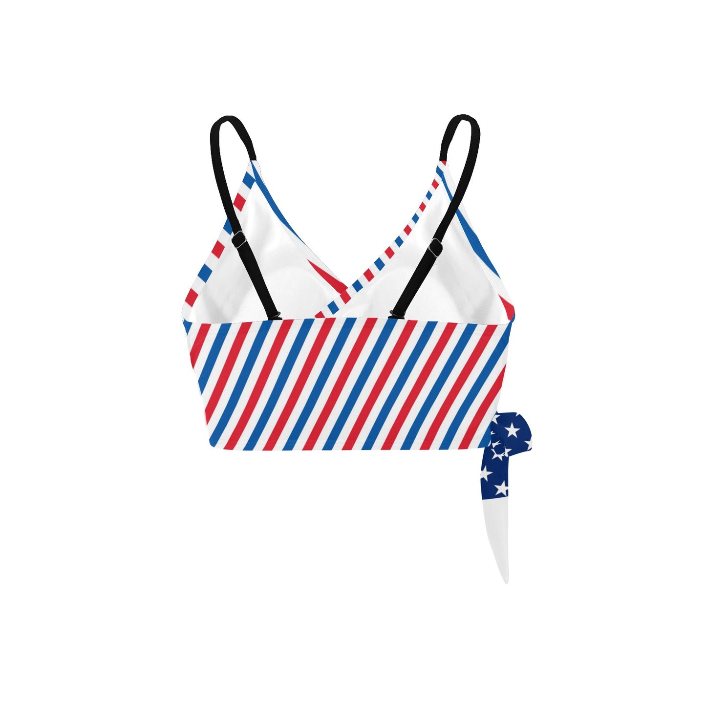 USA/American Flag Inspired Striped Pattern Knot Side Bikini Top