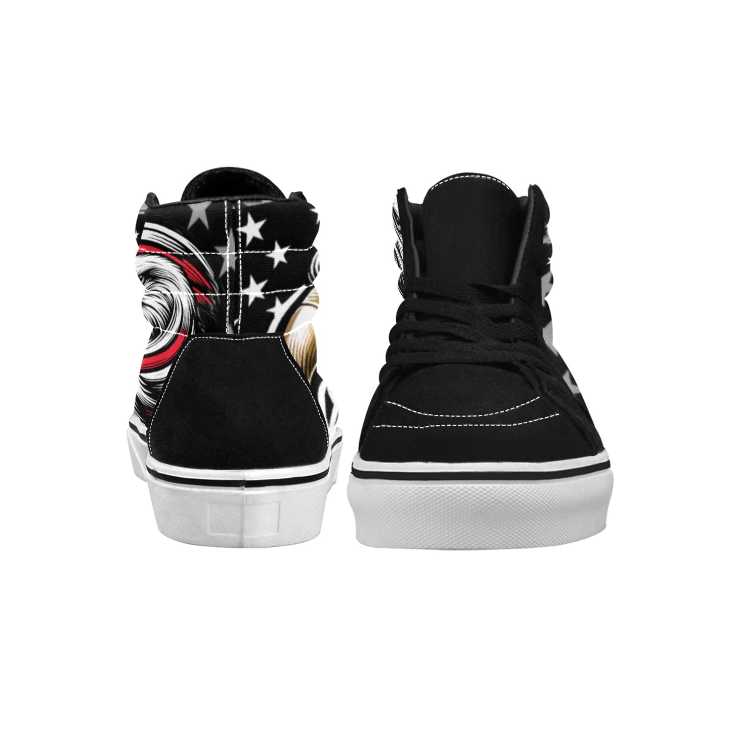 Thin Red Line Flag Inspired Eagle Women's High Top Canvas Shoes